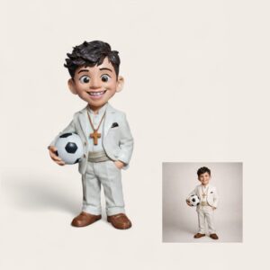 Figura de comunión estilo animated movie impresa en 3D