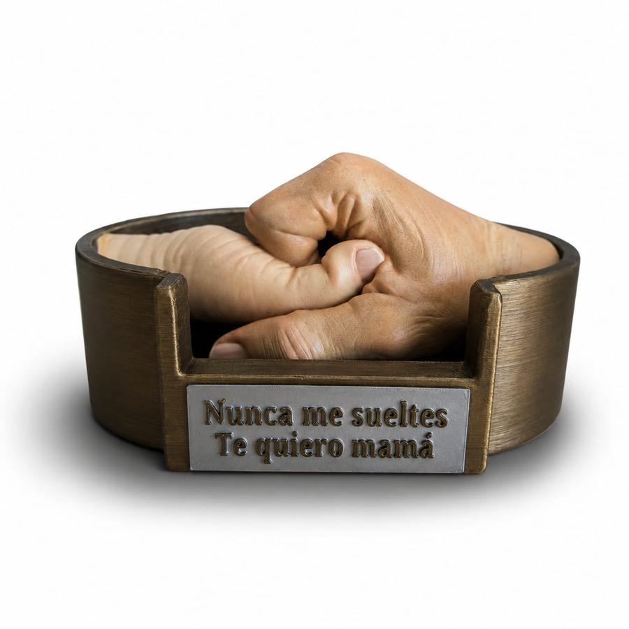 Manos entrelazadas Figura de manos entrelazadas sobre base redonda con placa grabada