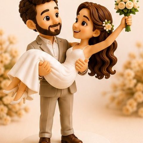 Figura de novios en brazos personalizada en 3D